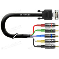 1T-VGA3-01 Кабель відео компонентний RGBHV, Basic K, 75 Ом, D-Sub 15-пін штекер > 5х RCA штекер