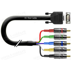 1T-VGA3-01 Кабель видео компонентный RGBHV, Basic K, 75 Ом, D-Sub 15-пин штекер > 5х RCA штекер