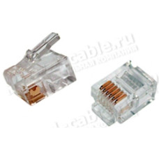 RJ12-MP6(4C)-U - Разъем телефонный RJ12 кабельный, универсальный, для витой и цельной жилы