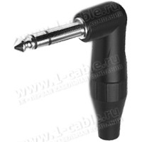 TS3RB - Jack Phono 6.3мм стерео штекер, кутовий, T-серія, для тонкого кабелю, на кабель діам.3.0-6.0 мм