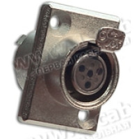 92M-507(4P) gold - Роз'єм mini XLR 4-контактний, панельний фланець 2-отв., Гніздо