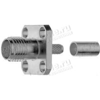 J01151A1011 - Роз'єм SMA панельний, гніздо, обтиск, квадратний фланець - 4 кріпильні отвори