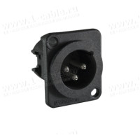AC3MDPL BULK - XLR 3 штекер на панель, фланец D-типа, термопластик, пайка, в разобранном виде