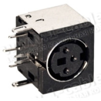 AC-P-MD3 - Роз'єм miniDIN 3-контактний, на друковану плату, гніздо, для встановлення на друковану плату