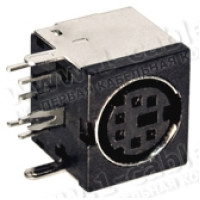 AC-P-MD6 - Роз'єм miniDIN 6-контактний, на друковану плату, гніздо, для встановлення на друковану плату