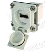 J00020A0480 - Роз'єм USB тип А панельний, гніздо, кріплення фланець, варіант 6, контактів-8