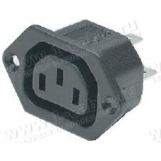 ACP-502 - Разъем гнездо C13 панельное, крепеж винта, приборный 220B, 3 контакта, IEC320