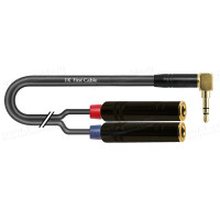 1T-AIC49A-00.5 Аудіокабель перехідний, Jack 3.5 stereo штекер кутовий > 2х Jack 6.3 mono гніздо