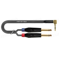 1T-AIC9A-00.5-  Аудиокабель переходной, Basic, Jack 3.5 stereo штекер угловой > 2x Jack 6.3 mono штекер
