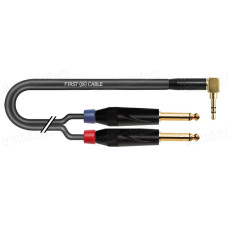 1T-AIC9A-00.5-  Аудиокабель переходной, Basic, Jack 3.5 stereo штекер угловой > 2x Jack 6.3 mono штекер