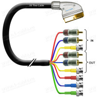 1T-AV18-01 Кабель комбінований SCART повний > 6x RCA (стереозвук (вхід/вихід)) + 2х BNC штекер