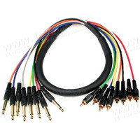 ML8PC03 Аудиокабель 8-канальный, 8x Jack 6.3мм моно штекер > 8x RCA штекер, диаметр- 11 мм