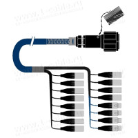 1T-PS12/4TX-05 16-кан.(12-IN/4-OUT) туровий аудіомультикорний кабель, Tourline 54-пін гніздо > 12x XLR3 штекер