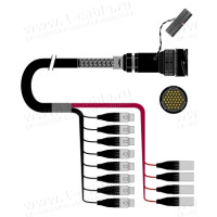 1T-PW4/8TX-05 12-кан.(4-IN/8-OUT) студійний балансний аудіомультикорний кабель, Tourline 37-пін штекер