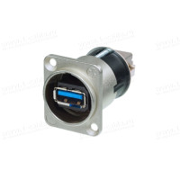 NAUSB3-B - Разъем USB 3.0 тип А-B (B-A) панельный, гнездо, крепление D-фланец, контактов-4