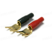 AC-258-B - Роз'єм SPADE (тип-клема), на провідник діам. 4.3 мм, позолочений, чорне маркування