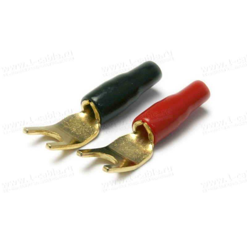 AC-258-B - Роз'єм SPADE (тип-клема), на провідник діам. 4.3 мм, позолочений, чорне маркування