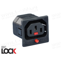 ACP-135010BK - Гнездо панельное c фиксацией соединения, серия IEC Lock, 3 контакта, С13 IEC320