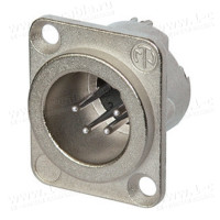 NC4MD-LX-BAG - XLR 4 штекер на панель, фланець D-типу, пайка, контакти - покриття срібло