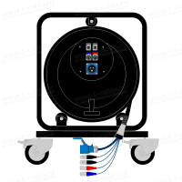 1T-E2D2P1/0X-050 - Комбінована кабельна система на котушці (2x RJ-45 гнездо, 2x XLR3 штекер, CEE16A штекер)
