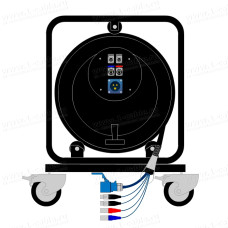 1T-E2D2P1/0X-050 - Комбинированная кабельная система на катушке (2x RJ-45 гнездо, 2x XLR3 штекер, CEE16A штекер)