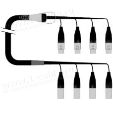 1T-PW0/4XX-03 4-кан.(4-OUT) студийный аудиокабель, коса (4x XLR3 гнездо, корзина SBG)