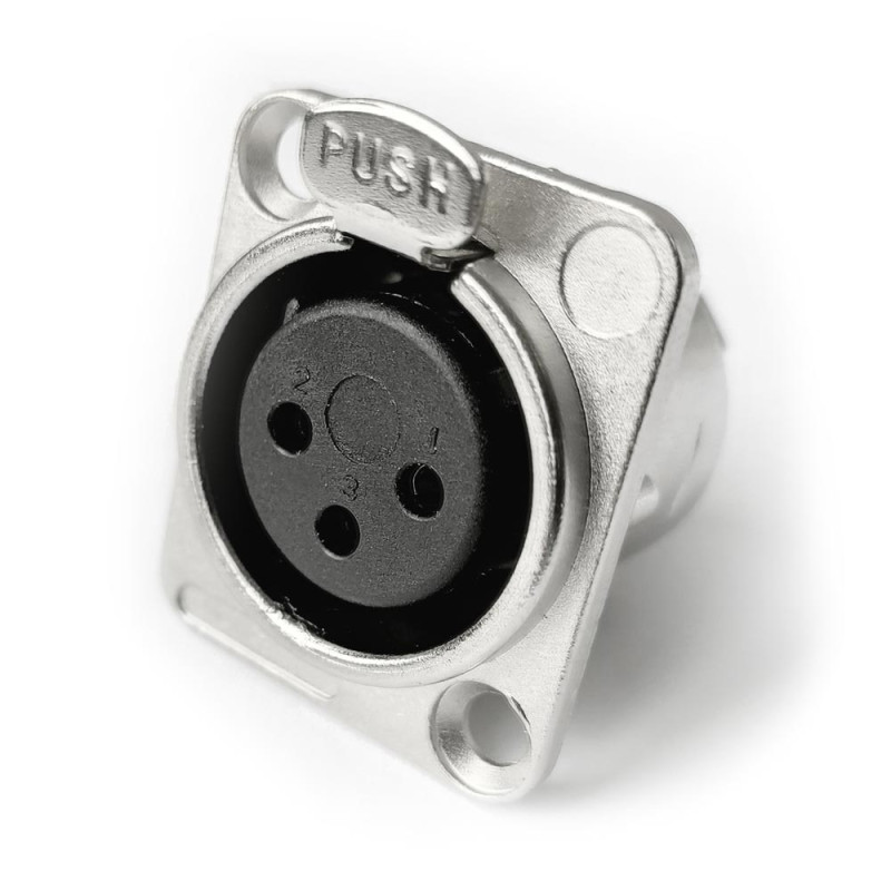 XLR-P3F - Панельний роз'єм XLR-P3F, D-посадка, гніздо 3 контакти, пайка, MOCO (КНР)