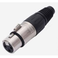 HFC3FXL - Кабельний роз'єм XLR, гніздо 3 контакти, пайка, колір - нікель, контакти - нікель