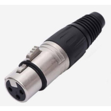 HFC3FXL - Кабельний роз'єм XLR, гніздо 3 контакти, пайка, колір - нікель, контакти - нікель