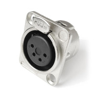 XLR-P4F - Панельний роз'єм XLR-P4F, D-посадка, гніздо 4 контакти, пайка, MOCO (КНР)