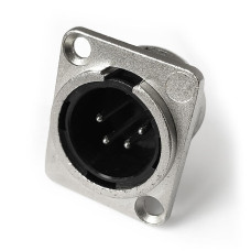 XLR-P4M - Панельний роз'єм XLR-P4M, D-посадка, штекер 4 контакти, пайка, MOCO (КНР)
