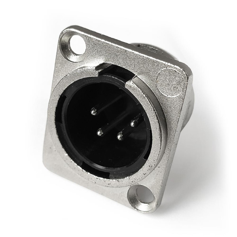 XLR-P4M - Панельний роз'єм XLR-P4M, D-посадка, штекер 4 контакти, пайка, MOCO (КНР)