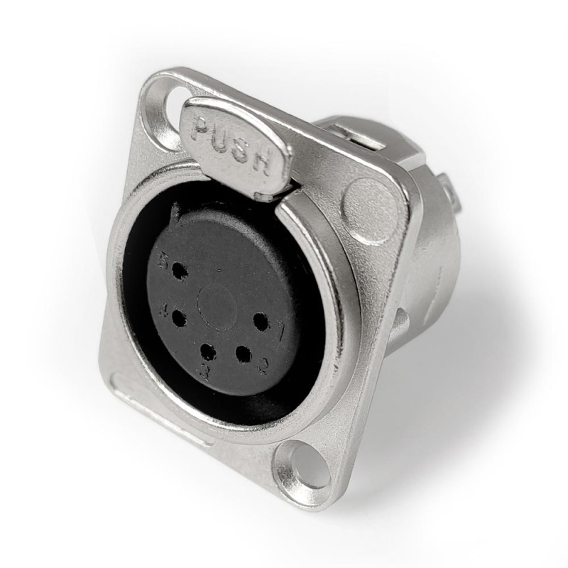XLR-P5F - Панельный разъем XLR-P5F, D-посадка, гнездо 5 контактов, пайка, MOCO (КНР)