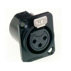 AC3FDPHL - XLR 3 гніздо на панель в плату, горизонтальний, фланець D-тіпа, термопластік