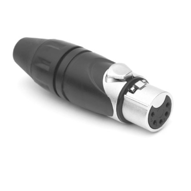 AX5F - XLR 5 гнездо, литые контакты, никель, цанговый зажим, серия AX, базовая модель