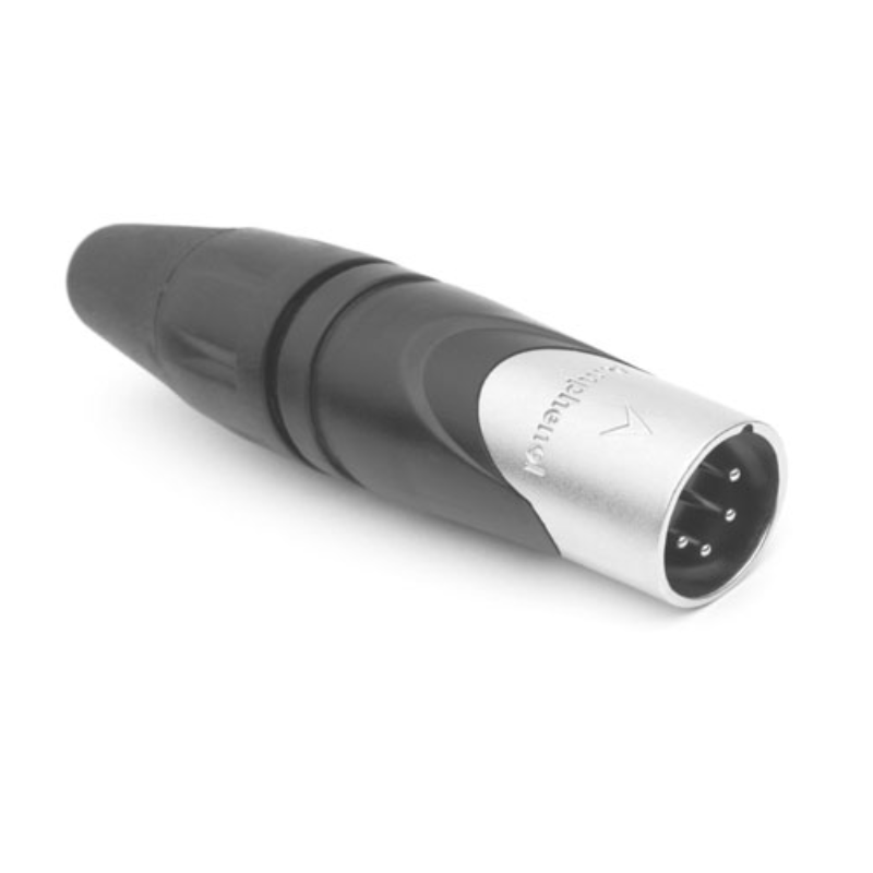 AX4M - XLR 4 штекер, литі контакти, нікель, цанговий затискач, серія AX, базова модель