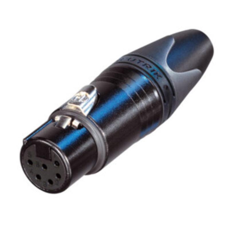 NC6FXX-B - Роз'єм XLR6 гніздо кабельний, 6 контактів, контакти-покриття золото, корпус-метал