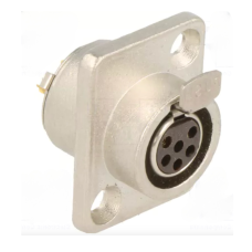 92M-507(6P) gold - Роз'єм miniXLR 6-контактний, панельний фланець 2-отв., гніздо