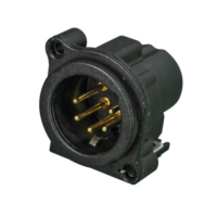 NC5MBV-B - Роз'єм XLR, панельний, штекер, 5 контактів, B-посадка, на вертикальну плату
