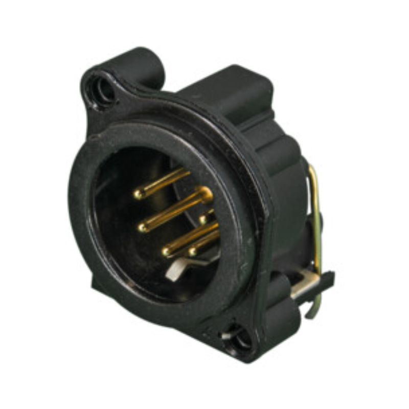 NC5MBV - Разъем XLR, панельный, штекер, 5 контактов, B-посадка, на вертикальную плату