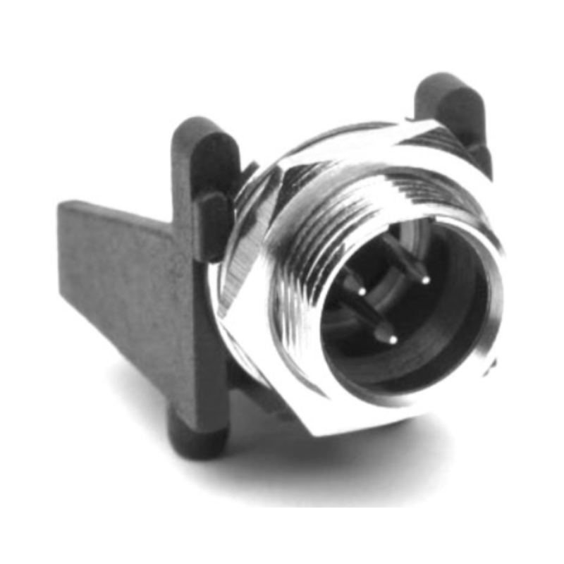 AG3MCCH - Разъём mini XLR, монтажный, штекер, контактов- 3, пайка на плату, крепление: мет. гайка