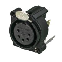 NC5FBV-B - Роз'єм XLR, панельний, гніздо, 5 контактів, B-посадка, на вертикальну плату