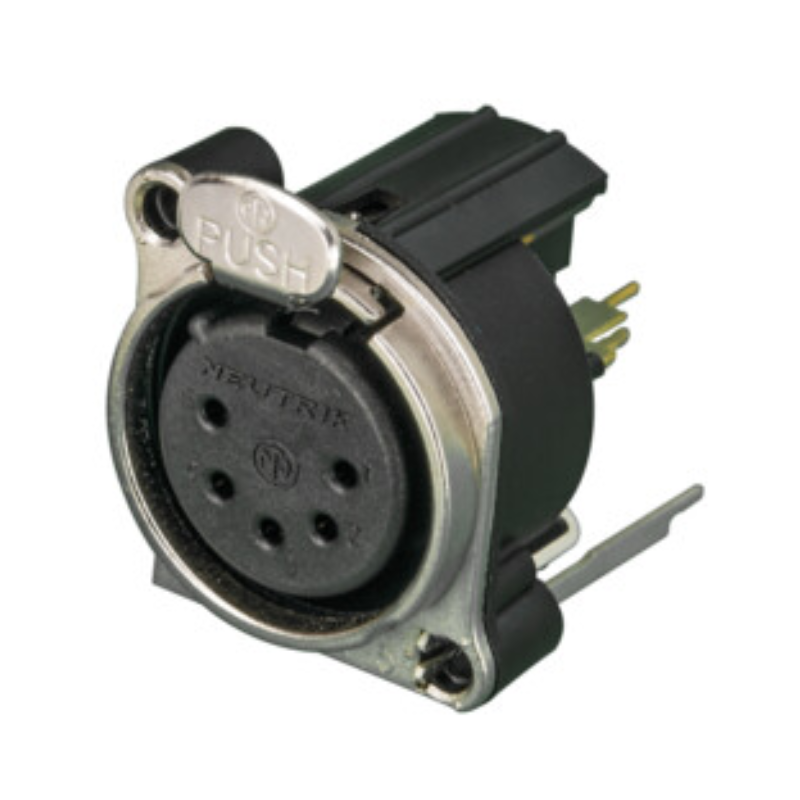 NC5FBV - Роз'єм XLR, панельний, гніздо, 5 контактів, B-посадка, на вертикальну плату