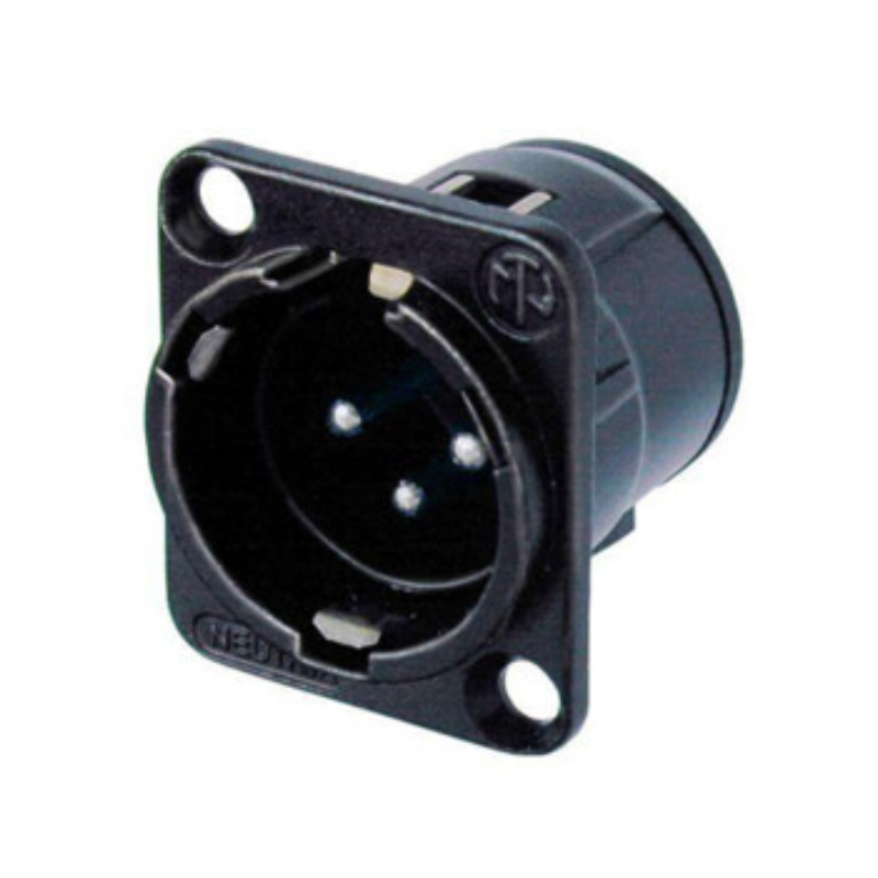 NC3MD-V-B - Роз'єм XLR, панельний, штекер, 3 контакти, D-посадка, колір корпусу - чорний