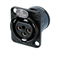 NC3FD-V-B - Роз'єм XLR, панельний, гніздо, 3 контакти, D-посадка, на вертикальну плату