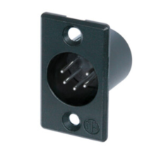 NC5MP-B - Панельний роз'єм XLR5 штекер, фланець P-типу, контакти - латунь / покриття золото