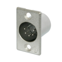 NC5MP - Панельний роз'єм XLR5 штекер, фланець P-типу, контакти - латунь / покриття срібло