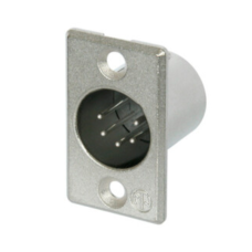 NC5MP - Панельний роз'єм XLR5 штекер, фланець P-типу, контакти - латунь / покриття срібло