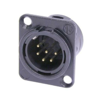 NC6MD-L-B-1 - Панельний роз'єм XLR6 штекер, фланець D-типу, позолочені контакти