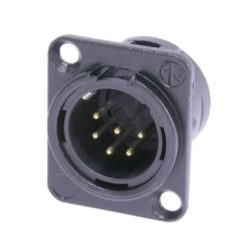 NC6MD-L-B-1 - Панельний роз'єм XLR6 штекер, фланець D-типу, позолочені контакти